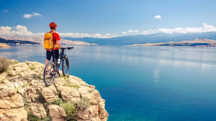 Cyclists exploring the Croatian coast
