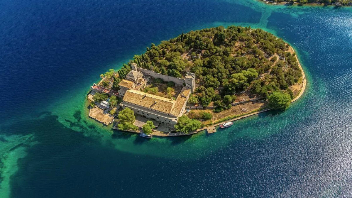 Aerial view of the Benedictine monastery on Mljet Island, Croatia
