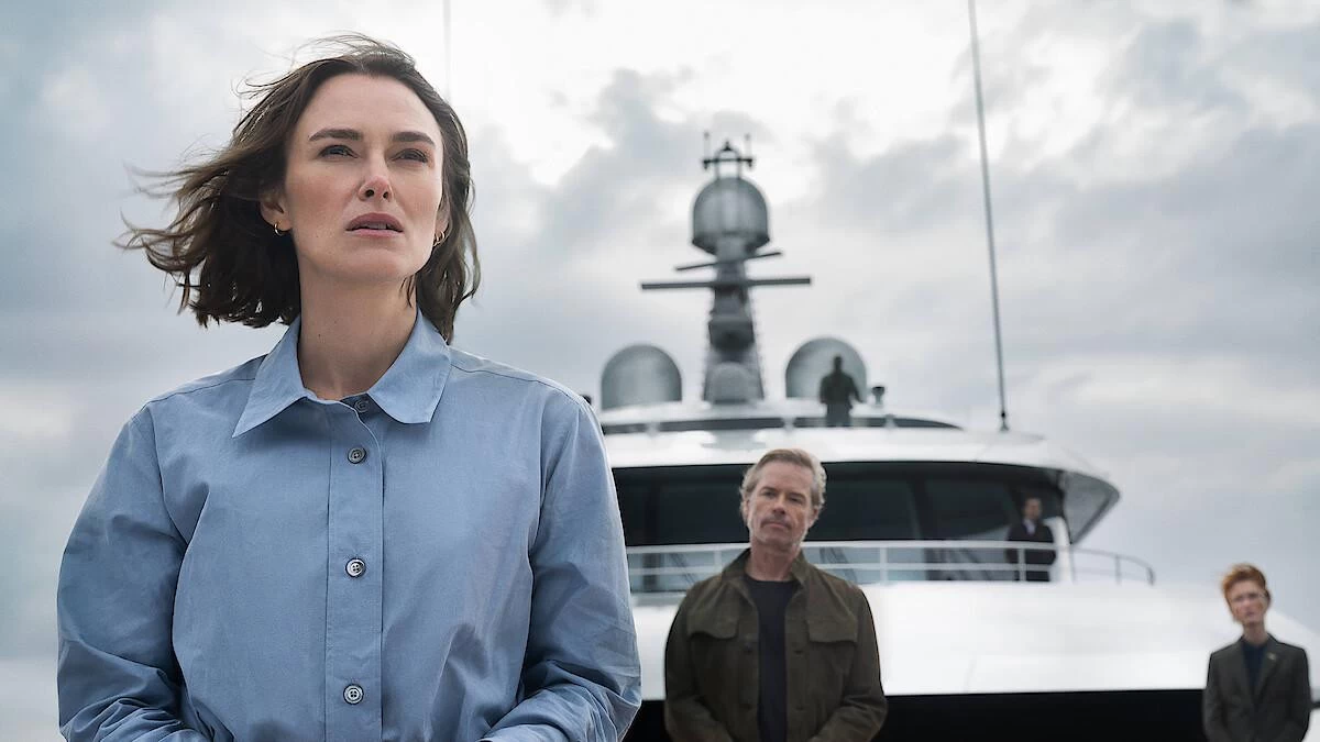 Keira Knightley in The Woman in Cabin 10 aboard The Aurora Borealis yacht
