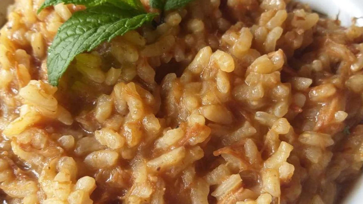 Traditional Croatian food Skradinski rižot, slow-cooked meat risotto from Dalmatia, a festive specialty prepared with care for special occasions